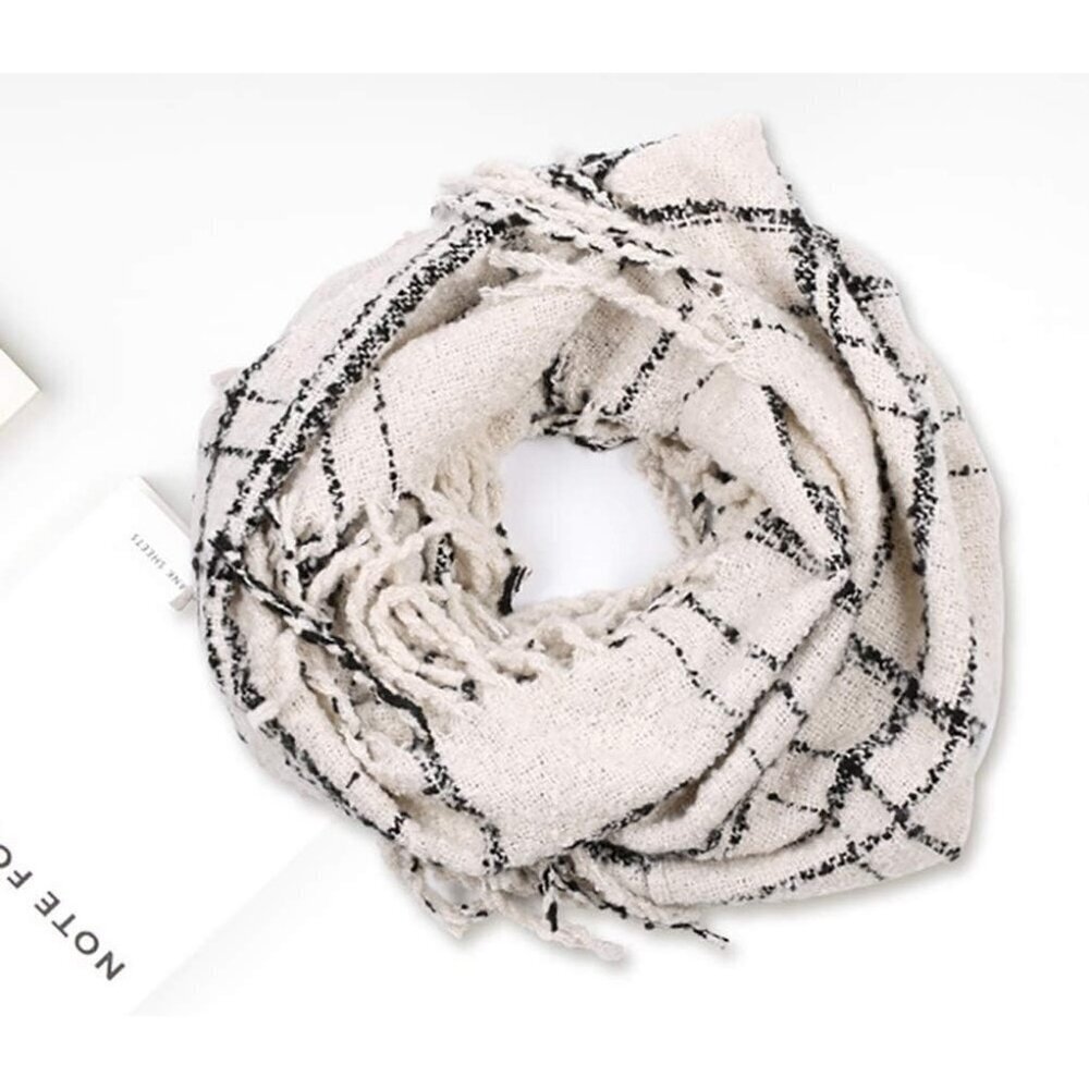 Women's  Ia-white Scarf Winter Double-Layer Neck Warmer Knit Fleece Lined Circle - Picture 3 of 7